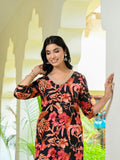 Anni Designer Women'S Cotton Blend Straight Printed Kurta With Palazzo (Chinki Black-Nw_S_Black_Small),Black,S,,,