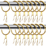 Qunclay 100 Set 1.65 Inch Metal Curtain Rings with Eyelets Curtain Hooks for Drapes and Metal Curtain Drapery Pin Hooks for Wind