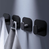 Self Adhesive Hooks - 4 Pack Heavy Duty Wall Hooks no Damage, Sticky Hook for Hanging Coat/Robe/Towel, Stick on Kitchen/Bathroom