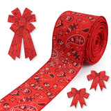 ALIBBON 2.510 Yd Bandana Ribbon Red Bandana Floral Wired Ribbon Paisley Fabric Ribbon for Farm Spring Fall Wreath DIY Crafts