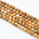 Asingeloo 60PCS 6mm Natural Brown Picture Jasper Gemstone Loose Beads Crystal Energy Healing Power Stone for Bracelets Necklace