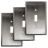 Henne Bery Soft Modern Decorative Wall Plate Switch Plate Outlet Cover (Single Toggle 3PK, Heirloom Silver)