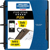 Five Star Flex Refillable Notebook + Study App, College Ruled Paper, 11/2 Inch TechLock Rings, Pockets, Tabs and Dividers, 300