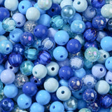 BERMRO 12mm Blue Acrylic Beads 300pcs Focal Spacer Bead Chunk Bubblegum Beads for DIY Crafting Necklace Bracelet Jewelry Making