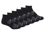 Saucony Men'S Rundry Mesh Ventilating Comfort Fit Performance Quarter Socks (6, 12, Black (6 Pairs), Large