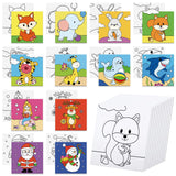 Anseal 12 Packs Pre Drawn Canvas to Paint, 4 X 4 Animal Pre-Printed Canvas Paint Party, Stretched Outline Painting Boards for Be