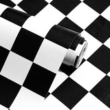 Modern Peel and Stick Wallpaper Black and White Mosaic Checkered Contact Paper 17.7x984 Self Adhesive Lattice Wallpaper Removabl