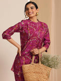 Libas Women Silk Blend Printed Co-Ord Set (99236_Pink_L)