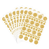 8 Sheet 632 Pieces Gold Foil Dot Stickers Round Coding Circle Dot Stickers Labels, Assorted Size Golden Glitter Dot Wall Sticker