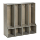 ECR4Kids Streamline 4-Section Coat Locker with Bench, Toddler Size, Kids Furniture, Grey Wash