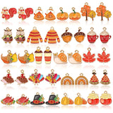 MARFOREVER 40Pcs/20 Pairs Fall Charms, Thanksgiving Charm for Jewelry Making, Autumn Pumpkin Maple Leaf Turkey Enamel Pendants f