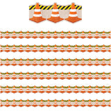 Teacher Created Resources Under Construction Cones Die-Cut Border Trim, 35 Feet Per Pack, 6 Packs