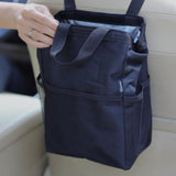 Ginsco New Leak-Proof Travel Trash Bag, Hanging Car Trash Can with Hook and Loop Lid and Handle, Multipurpose Trash Bin with Sto