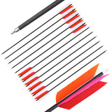 AMEYXGS 12 Pcs Archery Hunting Arrows Mix Carbon 30 Inch Flu Flu Arrows Spine 500 Target Practice Arrows with 4 Turkey Feather R