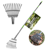 WORKPRO Rake, Small Rake for Leaves with 72Adjustable Long Handle, 11 Steel Tines, Heavy Duty Metal Leaf Rakes for Garden, L