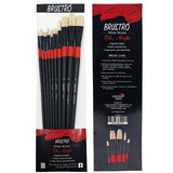 Brustro Artists White Bristle Set Of 10 Brushes For Oil And Acrylic.