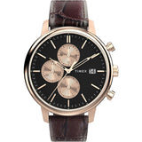 Timex Mens Chicago Chronograph 45mm Watch - Black Strap Black Dial Red Case