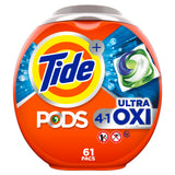 Tide PODS Ultra Oxi Laundry Detergent Soap Pacs, 61 Count, 4 in 1 Laundry Pods with BuiltInPretreaters and Stain Remover