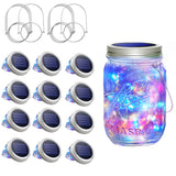 SunKite Solar Mason Jar Lights, 12 Pack 30 LED Waterproof Fairy Firefly Jar Lids String Lights with Hangers(NO Jars), Patio Yard
