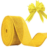 JaoZuyard Yellow Gold Burlap Ribbon 2 inch X 20 Yard Natural Linen Woven Ribbon DIY Handmade Wired Edging Production Wreath Holi