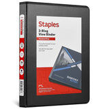 Staples 580932 1/2-Inch Standard 5-1/2-Inch x 8-1/2-Inch Mini View Binder with Round Rings Black