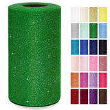Glitter Tulle Rolls, Sequin Tulle Fabric 6 Inch by 50 Yards Sparkle Ribbon Spool with Bows for Christmas Gift Wrapping DIY Tutu