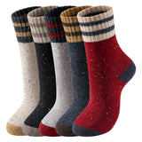 Tavaleu Wool Socks Wool Socks For Women Men Soft Thick Warm Winter Knit Vintage Crew Socks Casual, 5 Pairs Parallel Dot, One S