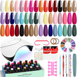 Vanreesa 42 Pcs Gel Nail Polish Kit With U V Light 24 Colors Gel Polish Nail Kit Base Coat Glossy & Matte Top Coat Complete Nail Kit With Manicure Tools Gifts For Women Girls -Like New