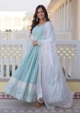 Wedani Faux Georgette Embroidered Anarkali Kurta Set For Women (In Alpha 2Xl Regular Sky Blue),SKY BLUE,2XL,Georgette,Anarkali,