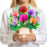GREETING ART Carnation Bouquet Pop Up Card,10.2 inch Forever Flower Bouquet 3D Popup Greeting Cards with Note Cards & Envelope f