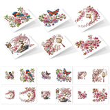 6pcs 5D DIY Diamond Painting Kit Greeting Card, Small Bird Peach Blossom Diamond Handmade Greeting Card with Envelope, Holiday G