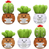 Wavwavw 6 Pcs Employee Appreciation Gifts Thank You Positive Handmade Crochet Doll with Encouraging Card for Coworker Women Men