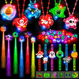 84 PCS Halloween Party Favors for Kids Boys Girls, Glow Light Up Necklace Bracelet LED Rings Bluk Halloween Toys for Trick or Tr