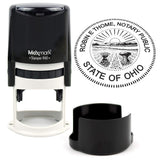 Round Notary Stamp for State of Ohio- Self Inking Stamp - Top Brand Unit with Bottom Locking Cover for Longer Lasting Stamp - 5