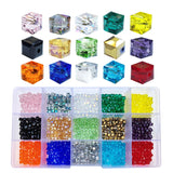 Chengmu 4mm Cube Glass Beads for Jewelry Making 750pcs AB Colour Faceted Shape Colourful Crystal Spacer Beads Assortments Suppli