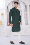 Divisive Men'S Thread Embroidered Cotton Only Slim Fit Kurta (Dkrt632_Xxl_Dark Green)