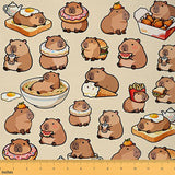 jejeloiu Cartoon Capybara Fabric by The Yard Cute Animal Upholstery Fabric for Sewing Crafting Kawaii Waterproof Indoor Outdoor