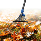 JAOTREL Adjustable Metal Leaf Rake Long Handle, 72 inch Garden Rakes for Lawns Heavy Duty Leaves with Expandable Head 8-17, Yard