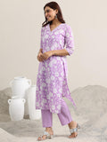 Libas Women'S Cotton Kurta Set (400346 Lavender S