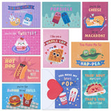 Valentines Day Cards for Kids School, 30-Pack Snack-Time Sweethearts Funny Valentines Exchange Cards for Classroom with Gold Fo