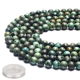 70PCS Natural 8MM Healing Gemstone, African Turquoise Energy Stone Round Loose Beads, Semi-Precious Crystal Beads with Free Elas