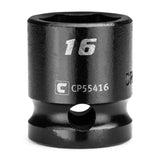 Capri Tools 16 mm Stubby Impact Socket, 1/2 in. Drive, 6Point, Metric