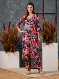 Anni Designer Women'S Cotton Blend Straight Printed Kurta With Palazzo (Chinki Blue-Nw_S_Blue_Small),Blue,S,,,