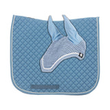 Equinavia Voss Dressage Saddle Pad and Crocheted Bonnet Set - Forever Blue - Horse