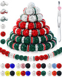 180PCS FIVEIZERO 10mm Rhinestone Beads for Jewelry Making - Sparkly Round Crystal Clay Beads & Spacers in Christmas & Baseball T