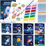 Kosiz 24 Watercolor Coloring Books with Brushes Space Party Favors Bulk Mini Painting Kits for Kids, Christmas Stocking Stuffers