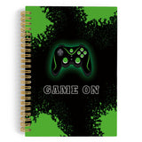 ANIANG Black Green Gamer Spiral Notebook, Gifts for Video Game Lovers Journal, Black 5.5inchx8.3inch 164pages Lined Notebooks College