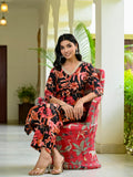 Anni Designer Women'S Cotton Blend Straight Printed Kurta With Palazzo (Chinki Black-Nw_S_Black_Small),Black,S,,,