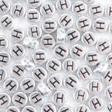 Yiizzxin 200Pcs Round Ancient Silver Letter H Beads,4x7mm Flat Letter-H Bead for Bracelets,Alphabet Beads for Jewelry Making DIY
