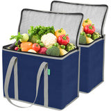 XL Insulated Reusable Grocery Bags (2-Pack) - Premium Quality Cooler Bags with Hard Bottom Insert - Stands Upright, Machine Wash